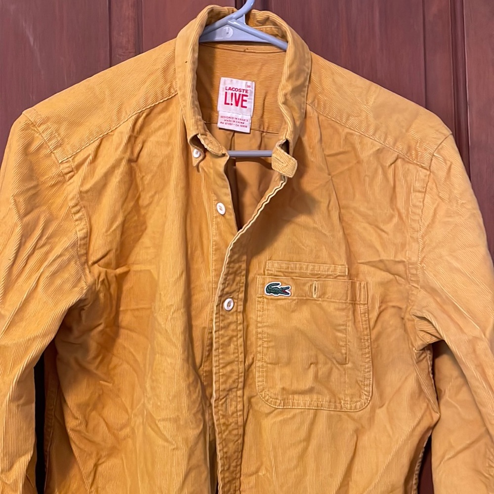 Lacoste Live! Long sleeve corduroy shirt in mustard